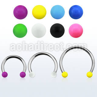 cbsab4l xxl steel circular barbell, 14g w 4mm solid color balls