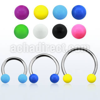 cbsab6l xxl steel circular barbell, 14g w 6mm solid color balls
