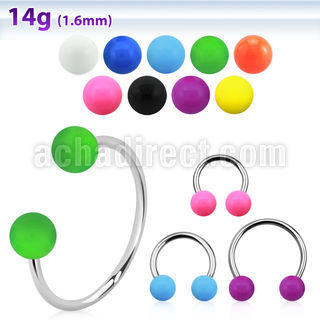 cbsab8l xxl steel circular barbell, 14g w 8mm solid color balls