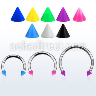 cbsacn4l xxl steel circular barbell, 14g w 4mm solid color cones