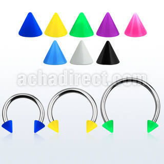 cbsacn5l xxl steel circular barbell, 14g w 5mm solid color cones