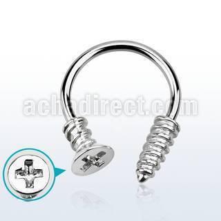 cbscw 316l steel circular barbell w cross screw top tip