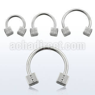 cbsdi 316l steel circular barbell with two 4mm dices