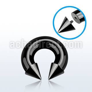 cbtcn00 black pvd plated 316l circular barbell with 12mm cone