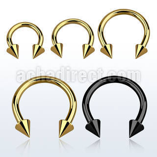 cbtcn12 black pvd plated 316l circular barbell w ext 5mm cone