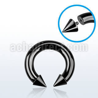 cbtcn2 black pvd plated 316l circular barbell with an 8mm cone