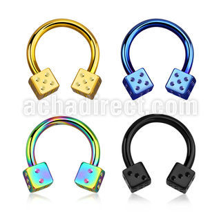 cbtdi anodized 316l steel circular barbell w 4mm dice
