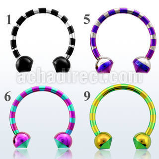 cbtl14 zebra striped pvd 316l steel barbell w half ball