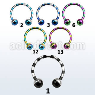 cbtlb14 zebra striped pvd 316l steel barbell w 5mm ball