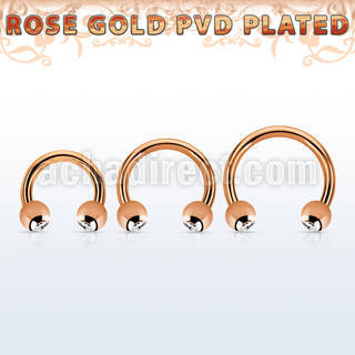 cbttc4 rose gold 316l steel circular barbell w 4mm jewel balls