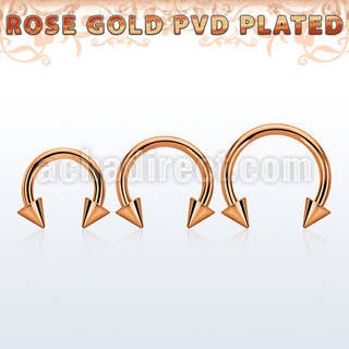 cbttcnm rose gold pvd plated steel circular barbell w 4mm cones