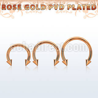 cbttcns rose gold pvd plated steel circular barbell w 3mm cones