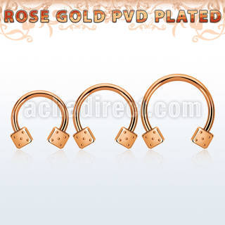cbttdi rose gold steel circular barbell w 2 4mm dices