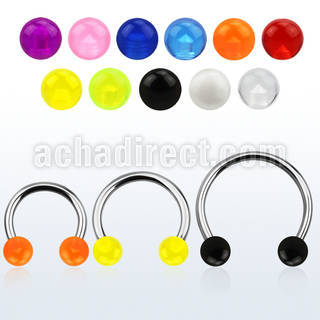 cbuvb6l xxl steel circular barbell, 14g w 6mm uv balls