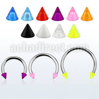 cbuvcn4l xxl steel circular barbell, 14g w 4mm uv cones