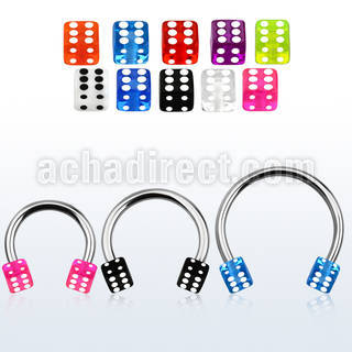 cbuvdi6l xxl steel circular barbell, 14g w 6mm uv dices