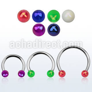cbvbab5l xxl steel circular barbell, 14g w 5mm ab acrylic balls