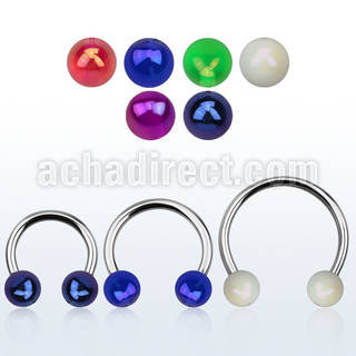 cbvbab8l xxl steel circular barbell, 14g w 8mm ab acrylic balls