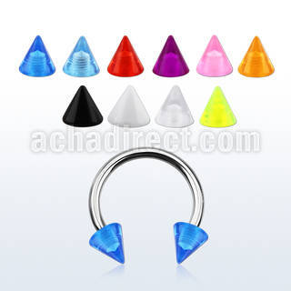 cbvcn5 316l steel circular barbell with 5mm acrylic uv cones