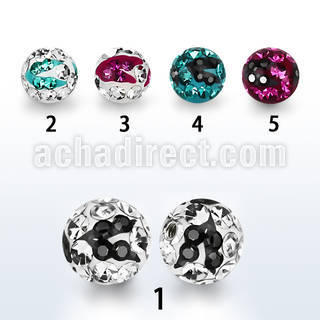 cmfr6 6mm ferido glued multi crystals zebra ball w resin cover