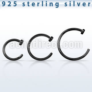 cpcln20 black plated sterling silver fake nose clip, 20g (0.8mm)