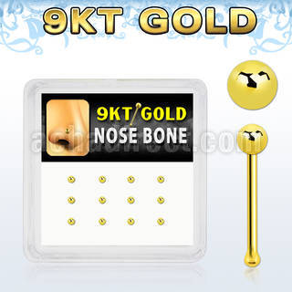 d9gnb5 9kt gold nose bone with 1.5mm ball shaped top