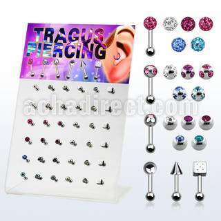 dacb100 board of 316l tragus piercing w top part closure ball