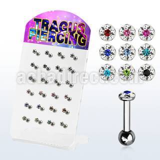 dacb118 board of 316l tragus barbell clear ferido crystal top