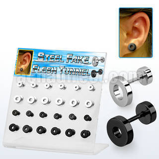 dacb135 board of high polished pvd 316l steel fake flesh tunnels