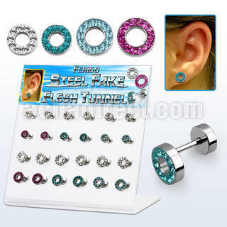 dacb145 high polished 316l steel fake tunnels w ferido crystal