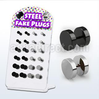 dacb155 display w black and plain steel fake plugs without oring