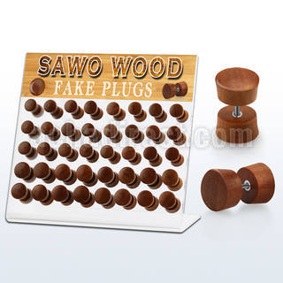 dacb161 display acrilico 40 plugs falsos madera sawo barra acero quirurgico 8mm 10mm venta