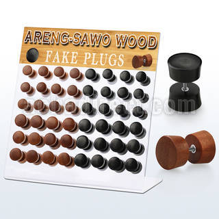 dacb165 display w 48 fake areng sawo wood plugs  8mm 10mm