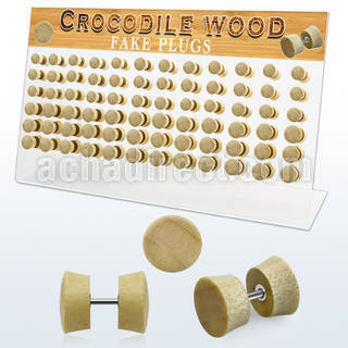 dacb181 display w 72 pcs. of crocodile wood fake plugs