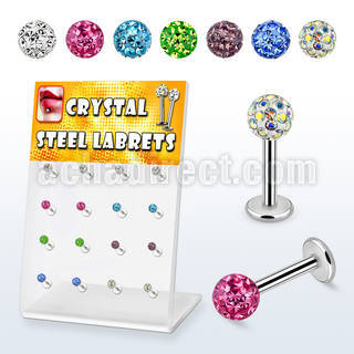 dacb39 board of 316l labret with ferido crystal ball