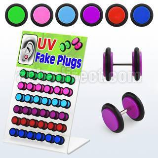 dacb40 board of acrylic uv fake plug w various colored o ring