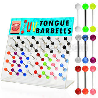 dacb55 board of 316l tongue barbell with acrylic uv ball