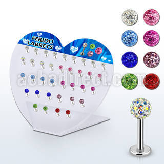 dacb66 board of 316l steel labret w ferido crystal ball