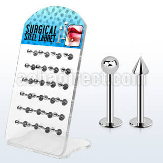 dacb73 pequeno display 24 labrets acero quirurgico bolas conos 3mm variada 6mm 8mm al por mayor