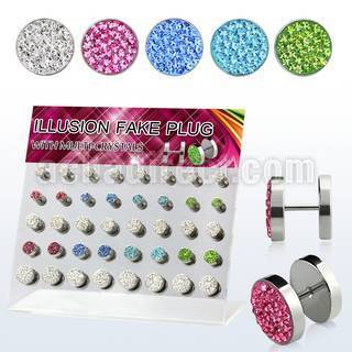 dacb82 board of 6 10mm ball 316l fake plug w flat back