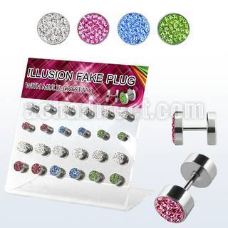 dacb83 board of 6 8mm ball 316l fake plug w flat back