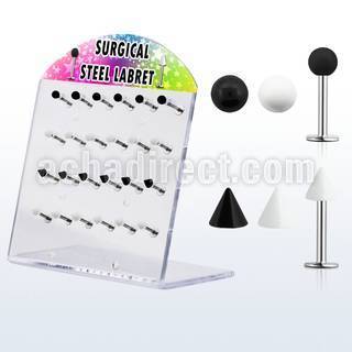 dacb96 board of 316l labret with 3mm b w ball cone