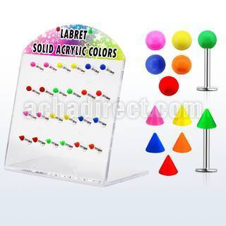 dacb97 board of 316l labret with 3mm colored ball cone