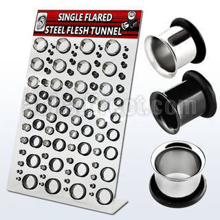 dapg54 display acrilico 88 dilataciones tunel flare unico acero quirurgico pvd negro brillo espejo 3mm 20mm mayorista