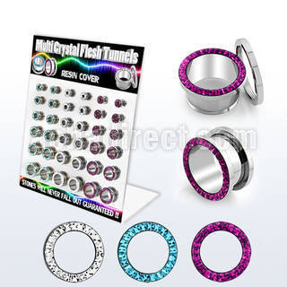 dapg63 board of 316l flesh tunnel w ferido multi crystal rim