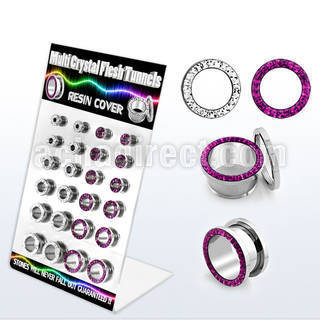 dapg64b board of 24 pcs 316l flesh tunnel w ferido ball