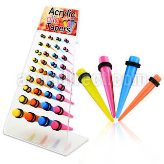 dapg70 display 36 expansores acrilico colores solidos anillos goma dobles 1 distribuidor mayorista
