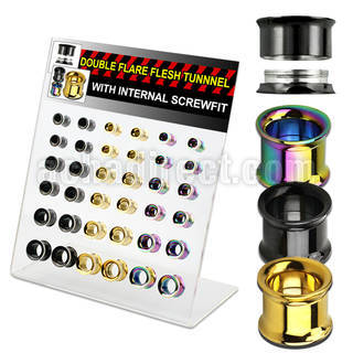dapg77 board of 6 12mm pvd 316l dual flesh tunnel w screwfit