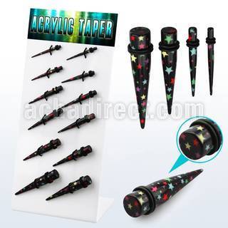 dapg78 board of star printed acrylic tapers with rubber o ring