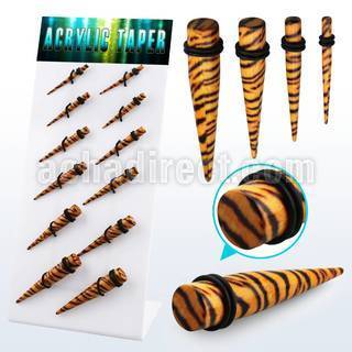 dapg84 board of tiger fur printed acrylic tapers with o ring